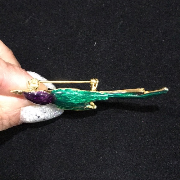 Vintage Purple/Green Enamel Hummingbird Brooch - Picture 4 of 6